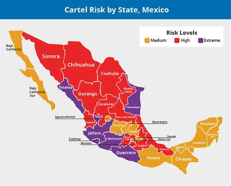 Tourists can stay away from cartel violence by not using recreational drugs, not being overly intoxicated, and by sticking to central tourist zones. . Cartel map 2022